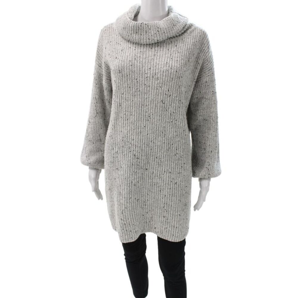 Seek The Label Women Sweater Dress Gray Cowl Neck Long Sleeve Acrylic Size S